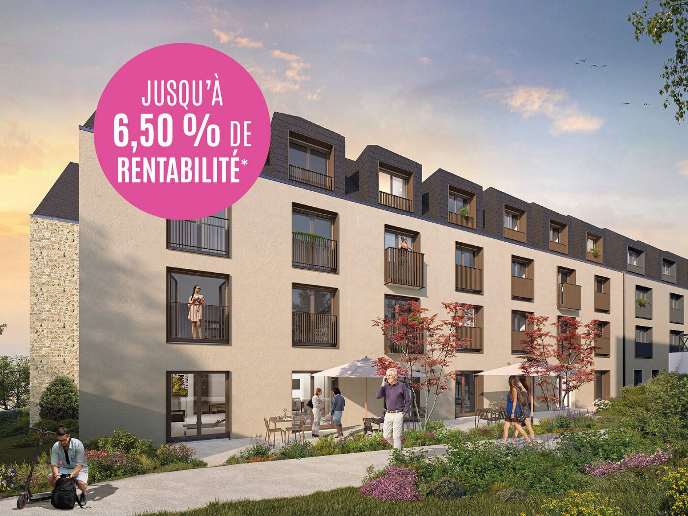 Perspective du programme immobilier neuf Delta à Avranches : résidence contemporaine claire aux façades lumineuses