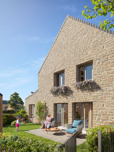 Perspective officielle d’une maison avec jardin aux Voiles Blanches