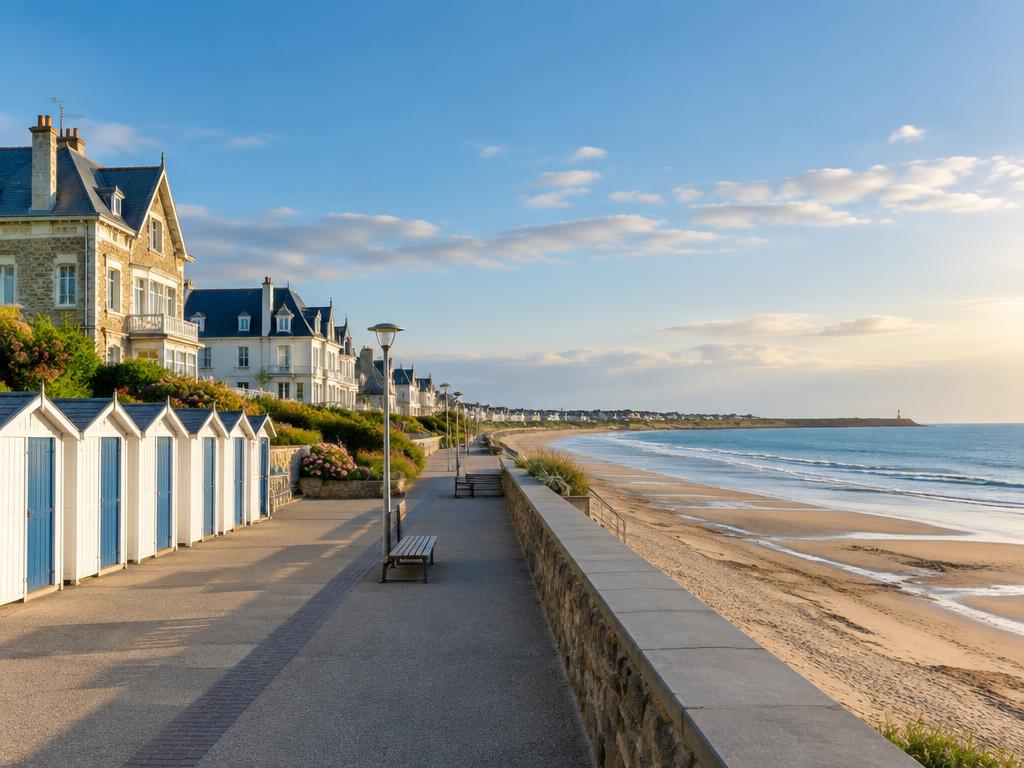 Promenade et cabines du front de mer d'Agon-Coutainville