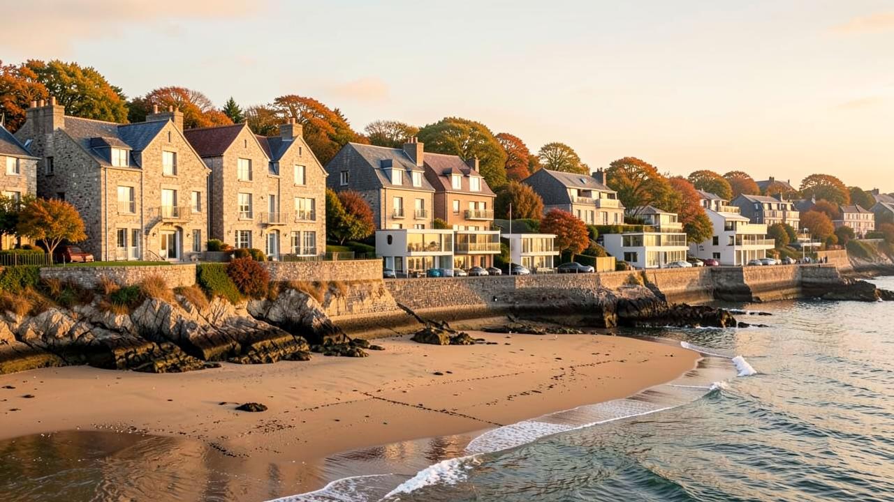 Front de mer de la Côte d'Émeraude en début d'automne