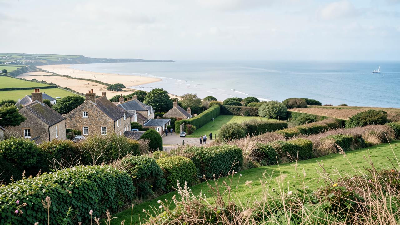 Bocage de la Manche descendant vers une grande plage