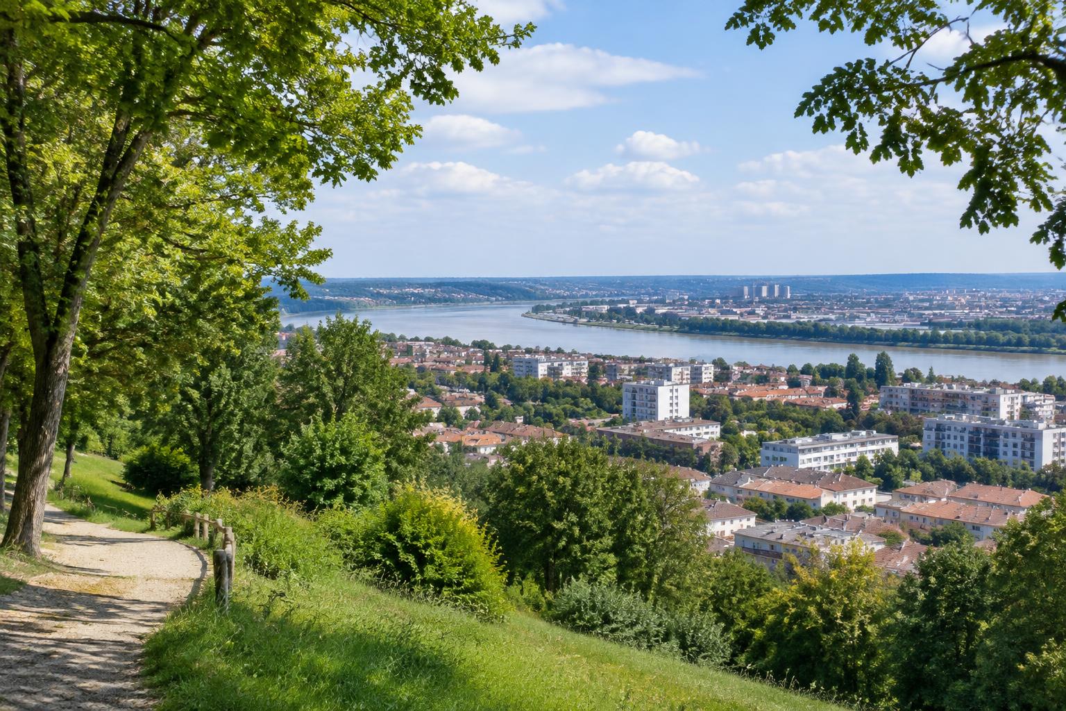 Illustration d'un chemin arboré sur les coteaux de la rive droite bordelaise
