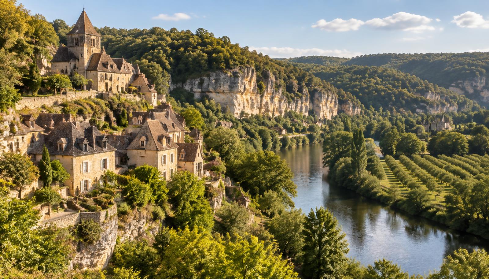 Illustration des paysages urbains et ruraux du département Dordogne