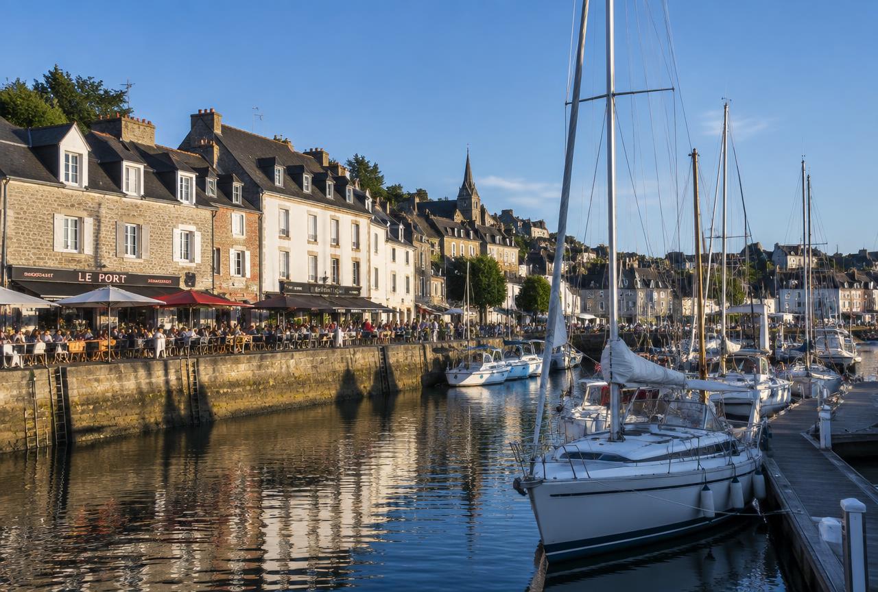 Port de plaisance de Perros-Guirec : mâts, quais et façades colorées