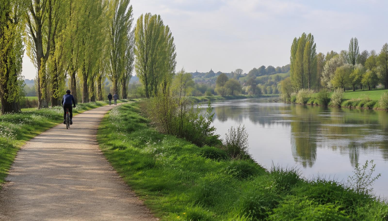 Bords de Loire aménagés pour la promenade aux Ponts-de-Cé