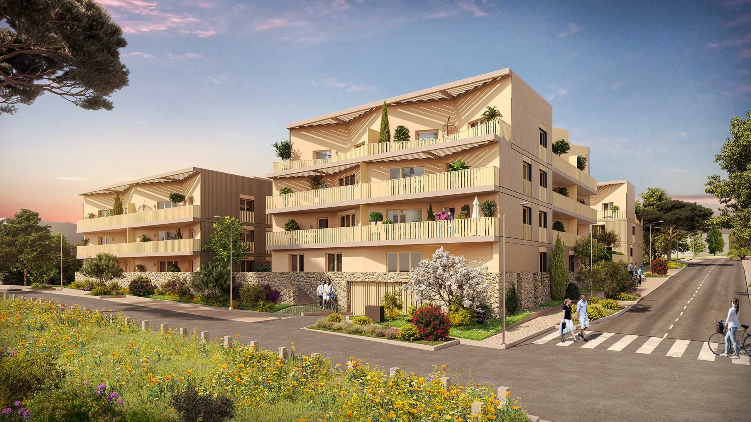 Perspective du programme immobilier neuf Les Allées de la plage à Brest : résidence claire du quartier Kerlinou