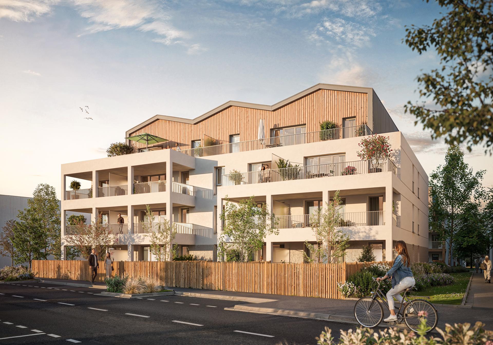 Perspective du programme immobilier neuf Bleue Escale à Concarneau : résidence claire aux accents maritimes