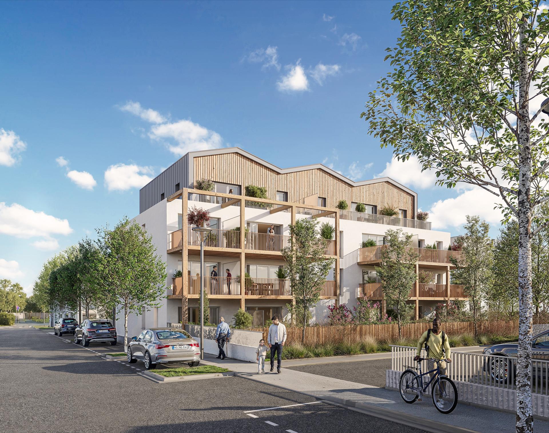 Perspective du programme immobilier neuf Bleue Escale à Concarneau : attiques et terrasses ouvertes