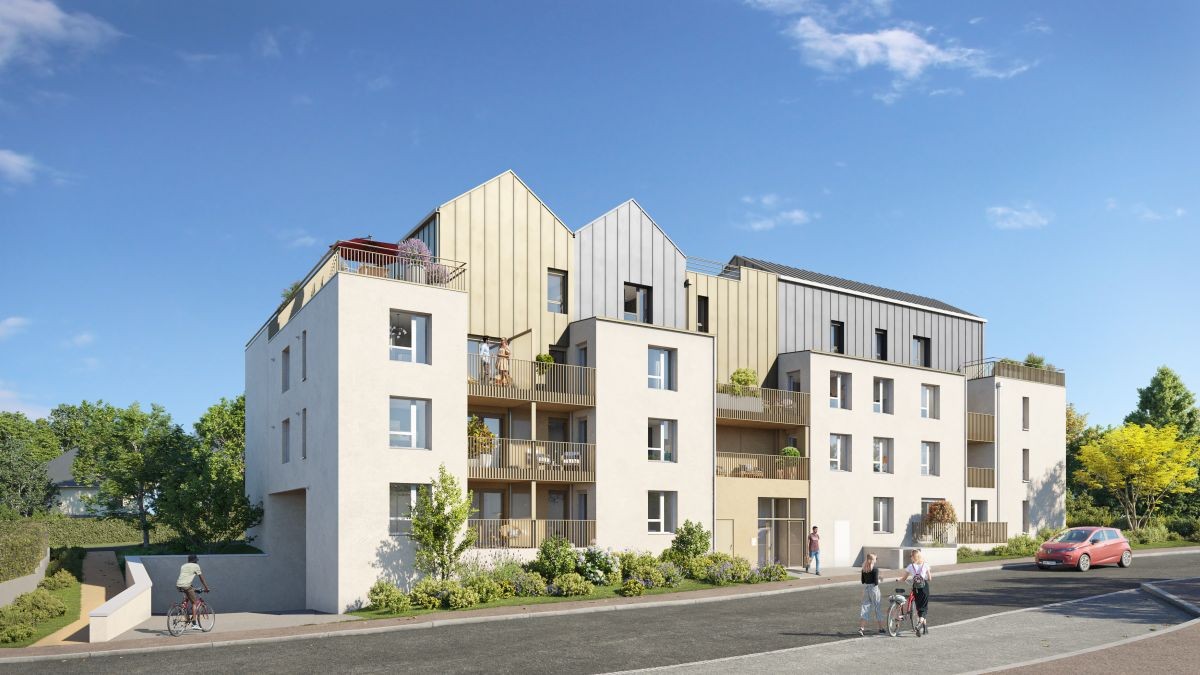 Perspective du programme immobilier neuf Bryo à Brécé : petite résidence claire au calme du village