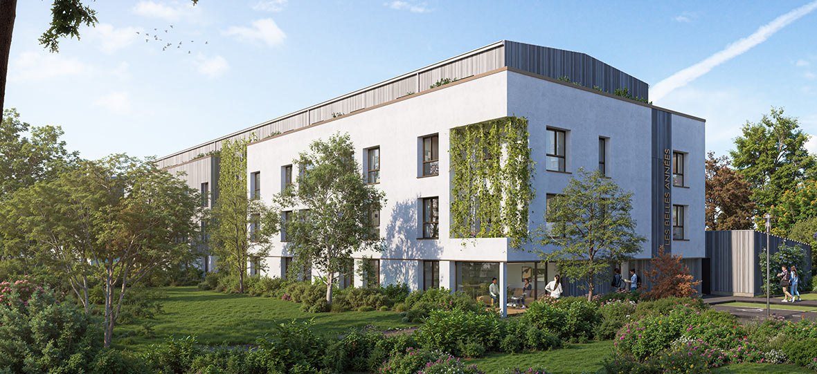 Perspective du programme immobilier neuf Campus Tevenn à Séné : résidence contemporaine au Poulfanc