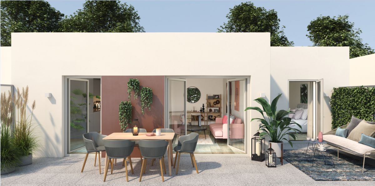 Perspective du programme immobilier neuf Cépia à Thorigné-Fouillard : résidence claire et jardins plantés