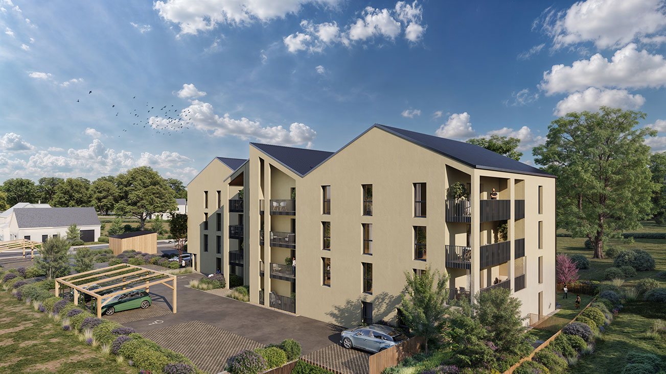 Vue complémentaire du programme immobilier neuf Côté Nature à Dol-de-Bretagne : façade et espaces extérieurs