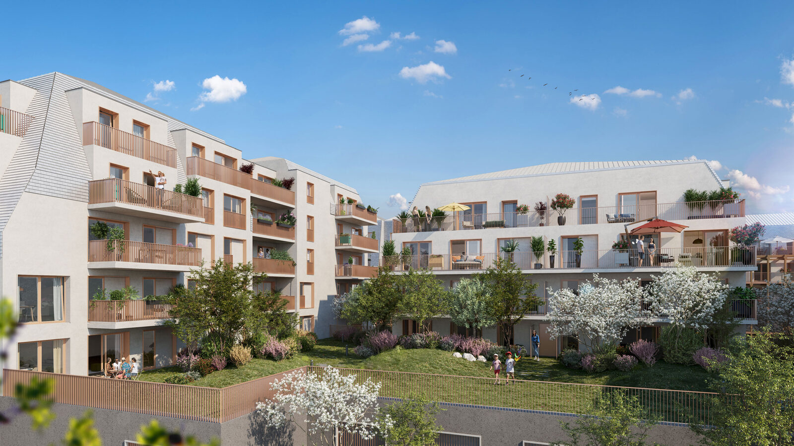Jardins privatifs en rez-de-jardin de la résidence Explora