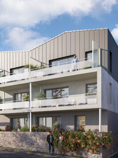 Façades et balcons de la résidence Hermione à Brest