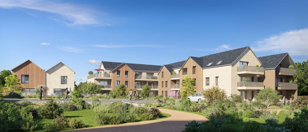 Visuel officiel du programme immobilier neuf Le Clos Marin à Saint-Lunaire : résidence claire aux toitures d'ardoise entourée de jardins