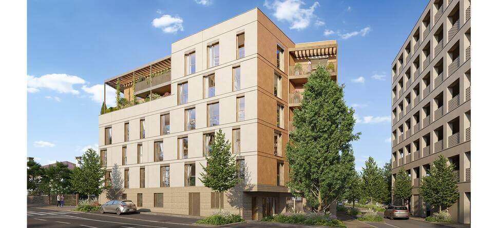 Perspective du programme immobilier neuf My Campus Évreux : résidence contemporaine claire en cœur de ville