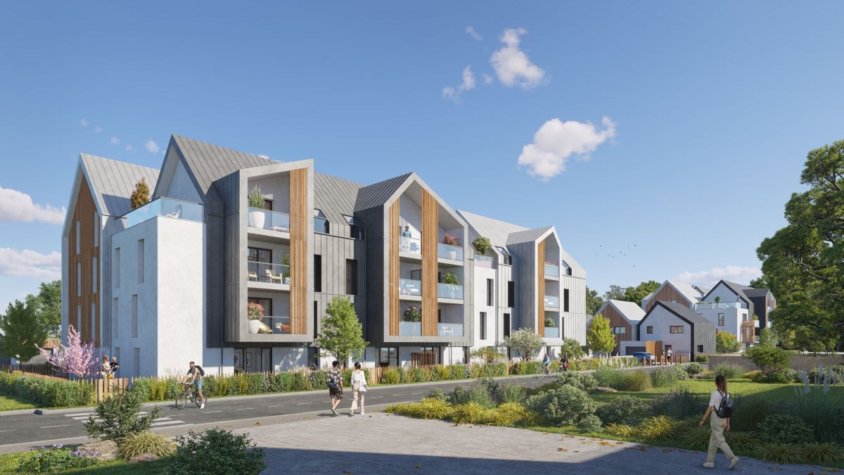 Perspective du programme immobilier neuf Storia à Pleurtuit : appartements et maisons dans un ensemble paysagé