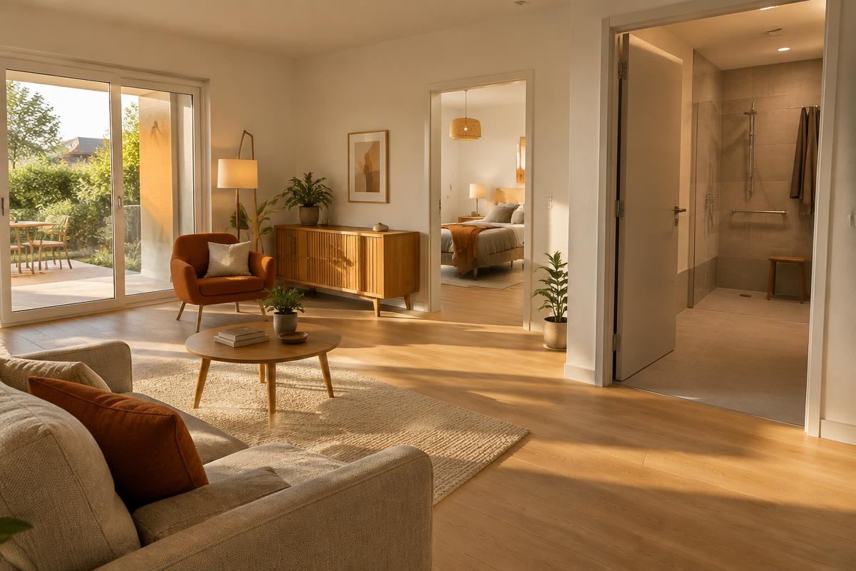 Appartement neuf de plain-pied aux circulations larges et à la douche accessible