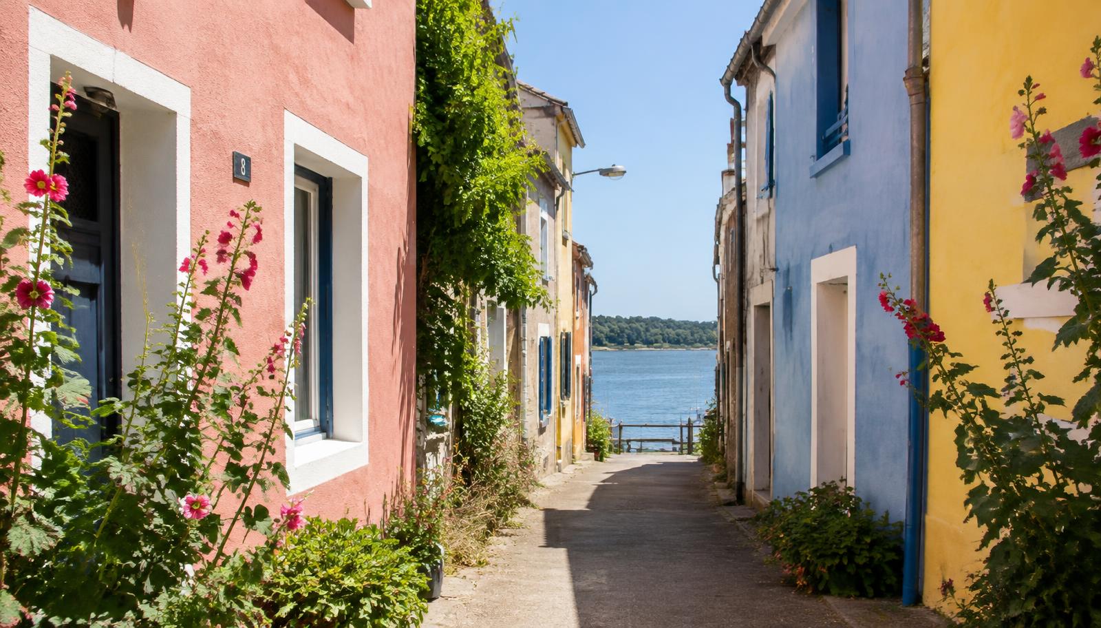 Illustration du village de pêcheurs coloré de Trentemoult à Rezé, en bord de Loire face à Nantes