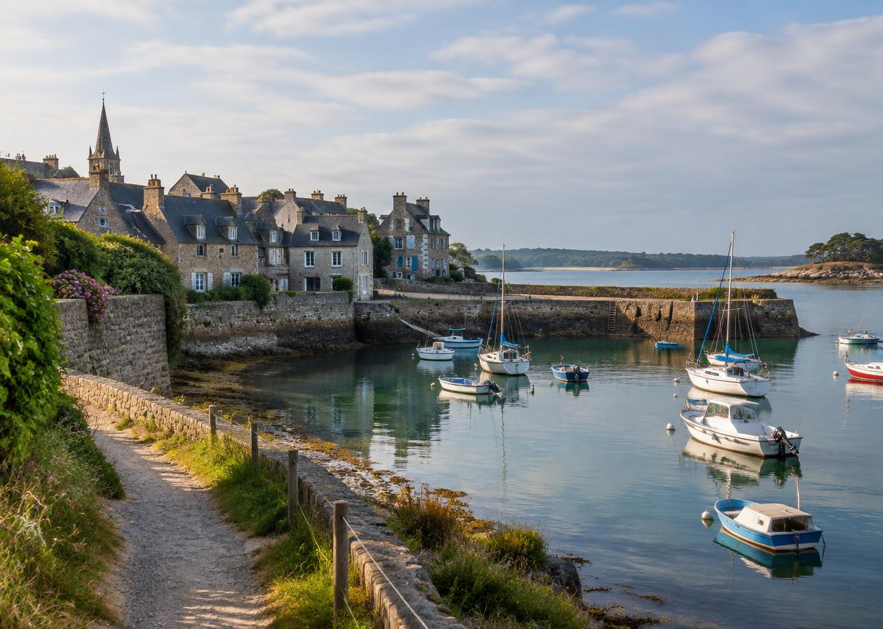 Bourg et port de Saint-Jacut-de-la-Mer sur la presqu'île