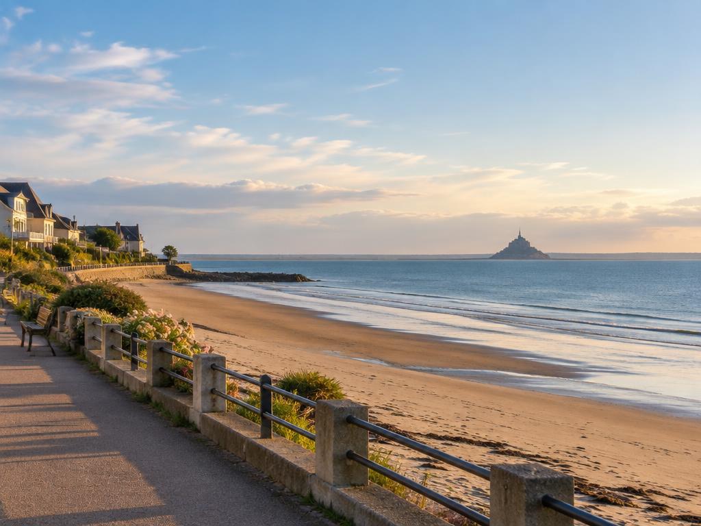 Plage de Saint-Pair-sur-Mer ouverte sur la baie du Mont-Saint-Michel