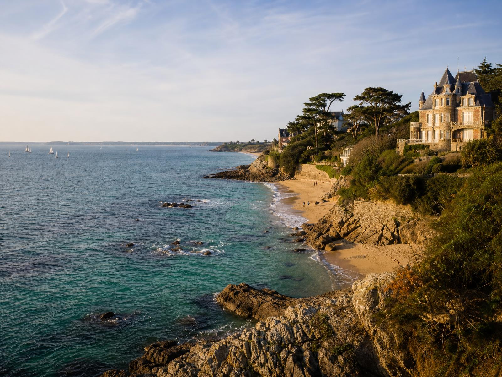 Illustration des paysages, des villages et du bord de l'eau : Côte d'Émeraude