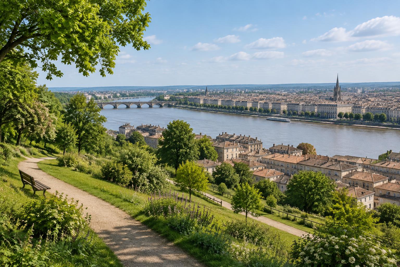 Illustration des paysages, des villages et du bord de l'eau : Rive droite bordelaise