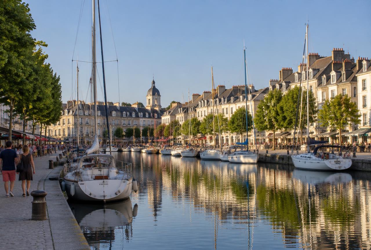 Port de Vannes et golfe du Morbihan : mâts de voiliers et eau calme